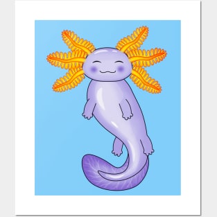 Purple Blue Axolotl Posters and Art